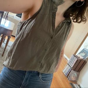 Olive green button up tank
